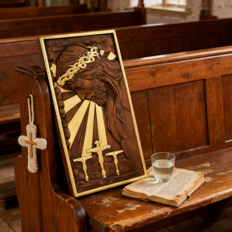 Plaque commemorating Good Friday, remembering the meaning of Jesus' crucifixion