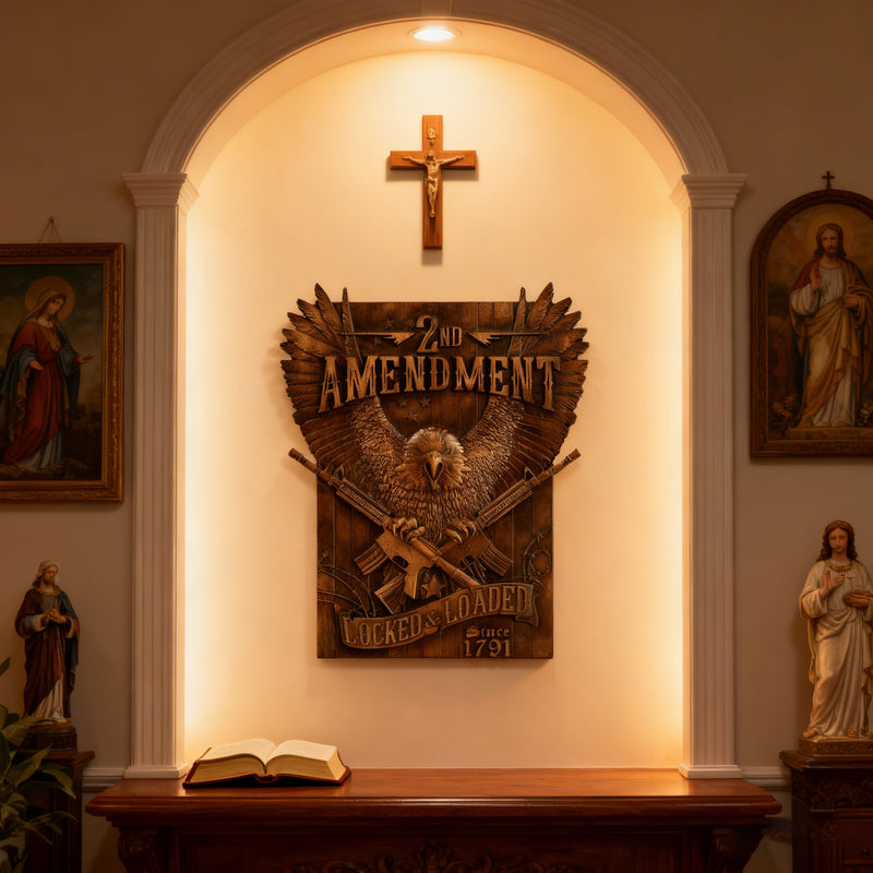 Handcrafted Solid Wood Wall Art - Commemorating the Second Amendment