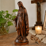 Hand-carved boxwood icon of the Immaculate Heart of Mary
