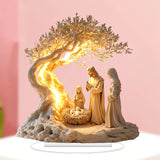 ✨ Nativity Tree of Life Acrylic Desktop Decor: A Christian Symbol of Christmas Grace & Eternal Roots