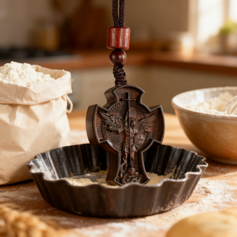 St. Michael the Archangel Wooden Cross Pendant