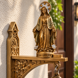 Our Lady of Grace Wall Bell – Antique Gold Marian Door Blessing Decor