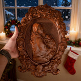 Bgcopper Mutter Maria mit Baby Jesus Holz schnitzerei Dekor