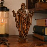 Hand Carved Sacred Heart of Jesus Virgin Mary Wooden Tabletop Ornament