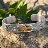 Stainless Steel Two-Tone Cross Cuff Bracelet – Christian Faith Jewelry
