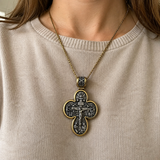 S925 Sliver Handcrafted Double-Sided Redemption: Archangel Michael Guardian Cross Pendant