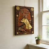 Jesus in Gethsemane Hand-Carved Wood Wall Art: The Weight of His Humble Sorrow
