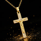 Zircon-Encrusted Jesus Cross Necklace: Faith Worn with Grace