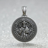 St. Benedict S925K Silver Double-Sided Engraved Amulet Pendant