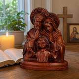 Hand-carved beechwood statue of the Holy Family – Jesus, Mary and Joseph