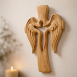 Ascension of Jesus Angel Wing Cross – Hand-Carved Beechwood Wall Decor