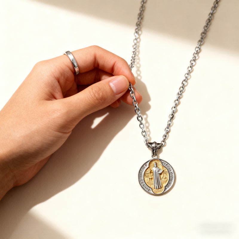 St. Benedict Home Blessing Titanium Steel Pendant