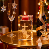 Jesus Crystal Engraved Candle Holder: Light & Faith in One