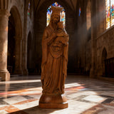 Boxwood Madonna and Child Wood Carving Desktop Ornament