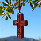 Wooden Savior Cross Necklace