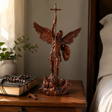 St. Michael the Archangel - Hand Carved Boxwood Sculpture - Spiritual Guardian for Prayer Spaces