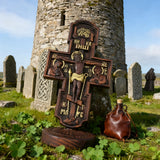 Double-Sided Icon Wood Carving ✝️ | Hand-Carved Crucifix & Saints Beechwood Wall Art