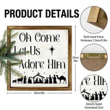 Oh Come Let Us Adore Him" Nativity Wooden Sign: Christmas Warmth in Every Detail
