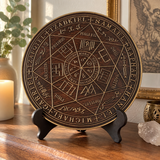 Seven Angels Seal Beech Wood Carving – Hand-Carved Christian Protection & Prayer Plaque