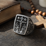S925K Silver Handcrafted Jesus Crucifixion Scene Ring