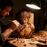 Bgcopper October Release | Beech Wood Sculpture of Jesus with Crown of Thorns — A Reminder of Love for Christmas