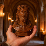 Boxwood Jesus Crown with Thorns Half-Length Desktop Ornament