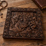 Krippe Holz geschnitzte Plakette, natürliche Buche Massivholz Religiöses Geschenk, Christliches Weihnachts geschenk