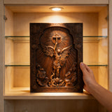 Bgcopper Archangel Michael Square Wooden Icon Religious Gifts - Best Wood Carving Wall Decor