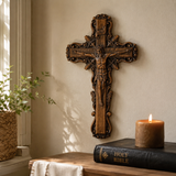 Hand-Carved White Ash Wood Cross - Sacred Christian Home Altar Decor for Christmas & Spiritual Gifting
