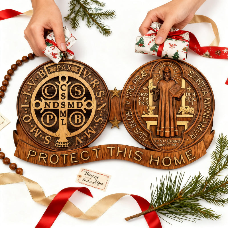St. Benedict's Exorcism Medal Christian Wall Plaque - Best Christmas Gift