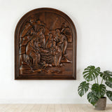 Natural Beech Nativity Scene Wood Carving Plaque: The Heart of Christmas in Handcrafted Wood