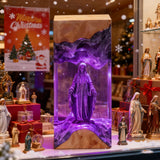 Virgin Mary Resin & Wood Night Light Ornament (Plug-in Version)