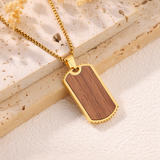 Stainless Steel & Wood Dog Tag Necklace – Nature, Strength & Minimalist Elegance