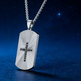 Sparkling Cross Pendant Necklace | Diamond-Set Stainless Steel Jewelry