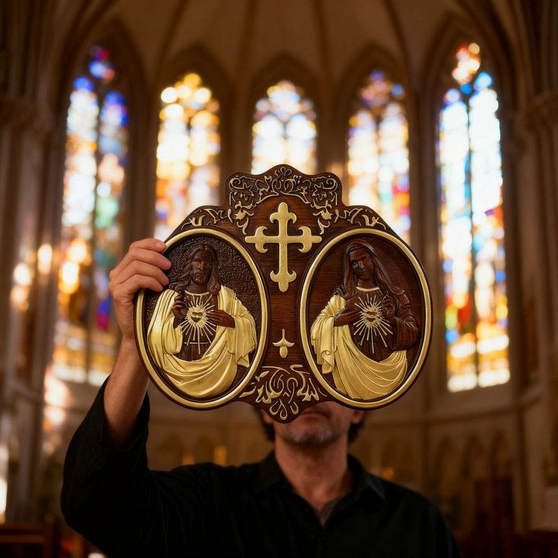 Sacred Heart of Jesus and Heart of Mary Plaque - 2023 New Religious Christmas Gift