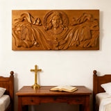 Trinity of Grace” Hand-Carved Jesus & Holy Spirit Wood Wall Art – 22.75