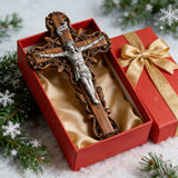Silver painted version Ash wood Crucifix ，Jesus Christ, wooden Cross gift of love