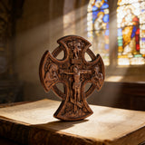 Hand-Carved Beechwood “Hand of Redemption” Crucifix | The Passion and Divine Grace of Christ