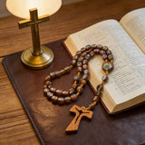 Wooden Medal Rosary with Cross