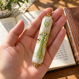 Tree of Life Mezuzah with Shema Scroll – Enamel & Gold-Tone Doorpost Blessing