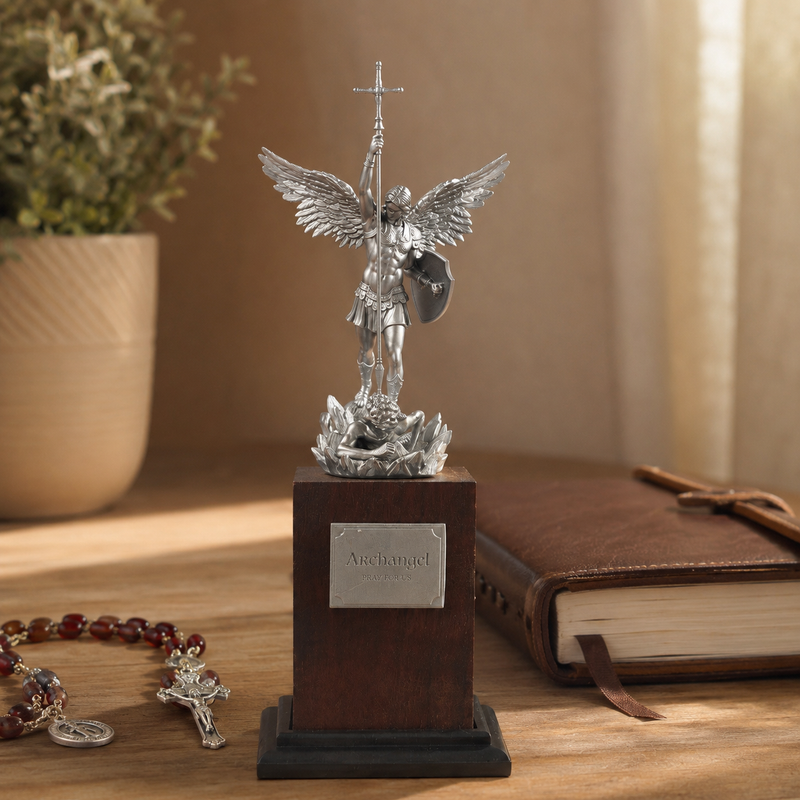 Archangel Michael statue detail and material view