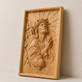 Hand-Carved Sacred Heart of Jesus Beech Wood Plaque – A Quiet Reminder of Christ’s Mercy at Home