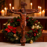 Sacred Art Crucifix: Devotionally Hand-Carved Solid Wood Cross, A Testament of Divine Love & Sacrifice