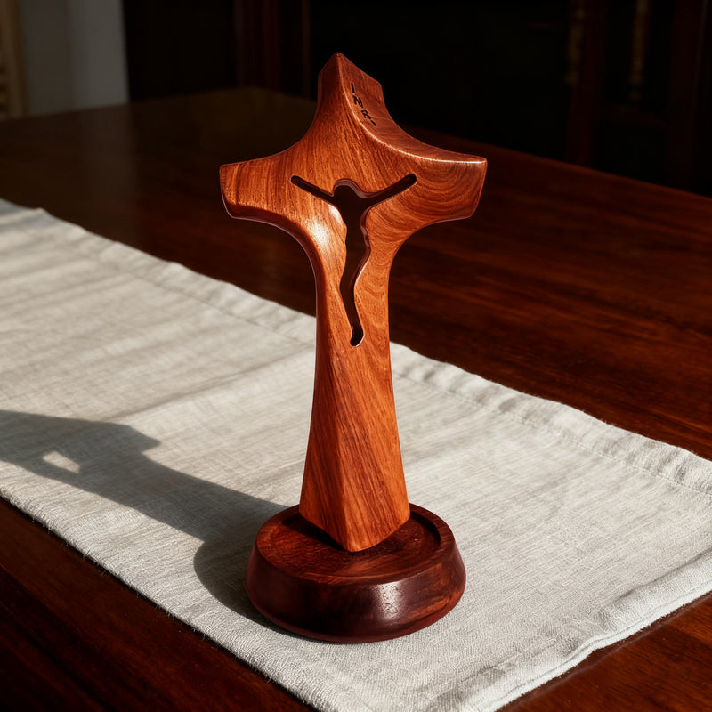 Handcrafted Wooden Jesus Cross with Magnetic Base - A Timeless Symbol of Faith for Home & Altar