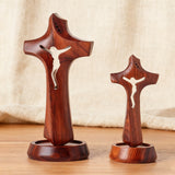 Handcrafted Wooden Jesus Cross with Magnetic Base - A Timeless Symbol of Faith for Home & Altar