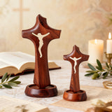 Handcrafted Wooden Jesus Cross with Magnetic Base - A Timeless Symbol of Faith for Home & Altar