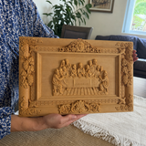 Hand-Carved Boxwood Last Supper Wall Art – Jesus & 12 Apostles Christian Relief Sculpture