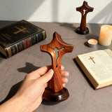 Handcrafted Wooden Jesus Cross with Magnetic Base - A Timeless Symbol of Faith for Home & Altar