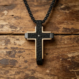 Hammered Two-Tone Stainless Steel Cross Necklace – Strength, Faith & Rugged Elegance