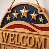 U.S. Founding 250th Anniversary Patriotic Wooden Welcome Door Sign: WELCOME · 1776–2026 · 250 YEARS OF FREEDOM